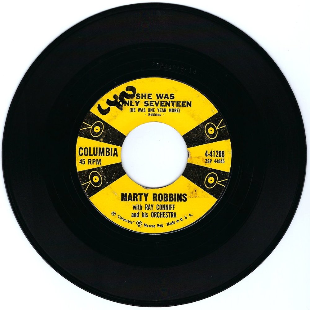 Marty Robbins 45 RPM - She Was Only Seventeen / Sittin' In A Tree House - VG '58